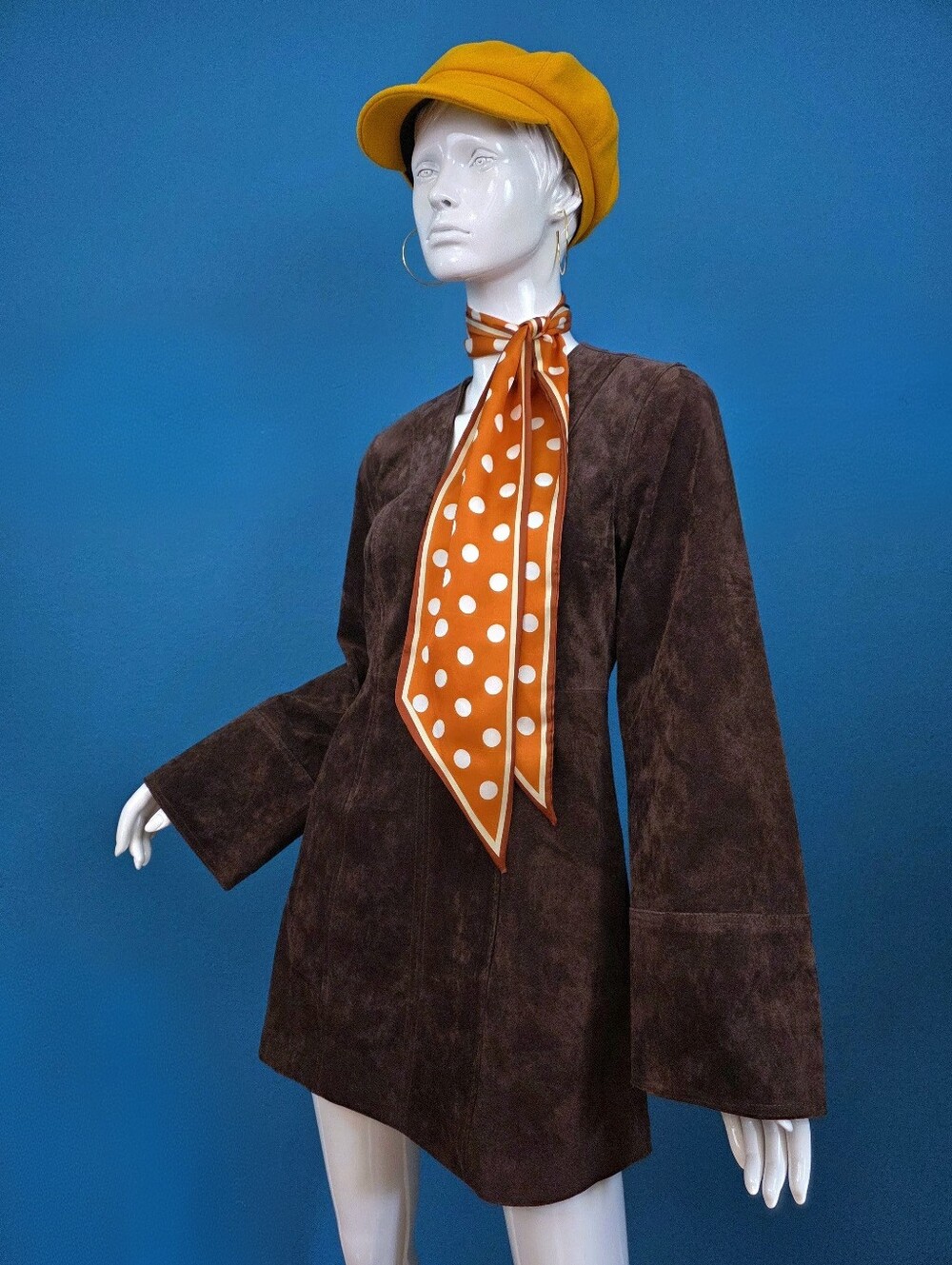 🆕️🌞RECLAIMED VINTAGE 60s Style Real Suede Mini Dress w/ Mod Bell Sleeves (NWT)